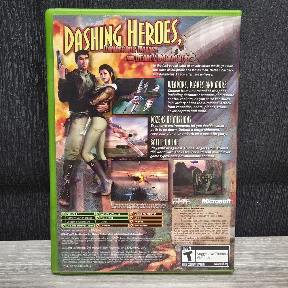Crimson Skies High Road To Revenge Xbox - Complete CIB Not For Resale